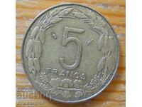 5 franci 1975 - Africa Centrală