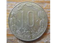 10 franci 1984 - Africa Centrală