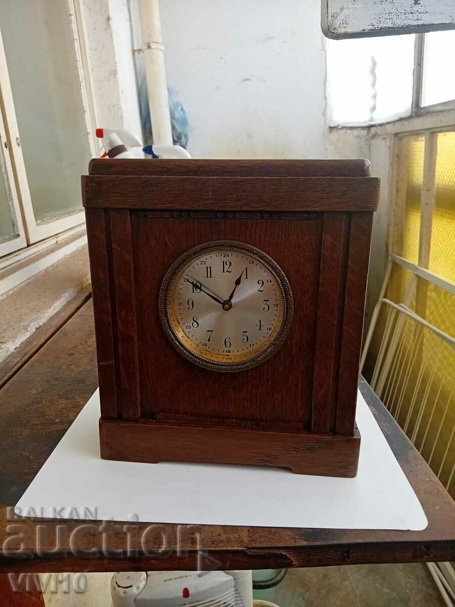 Large wooden clock, piggy bank