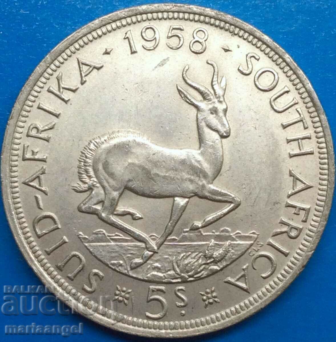 5 șilingi 1958 Africa de Sud Elisabeta a II-a 28,27 g Argint