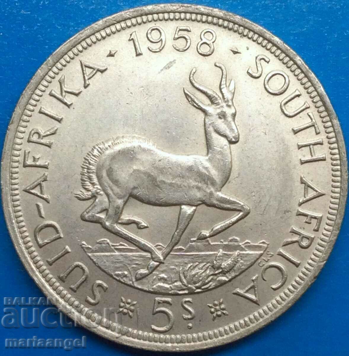 5 șilingi 1958 Africa de Sud Elisabeta a II-a 28,27 g Argint