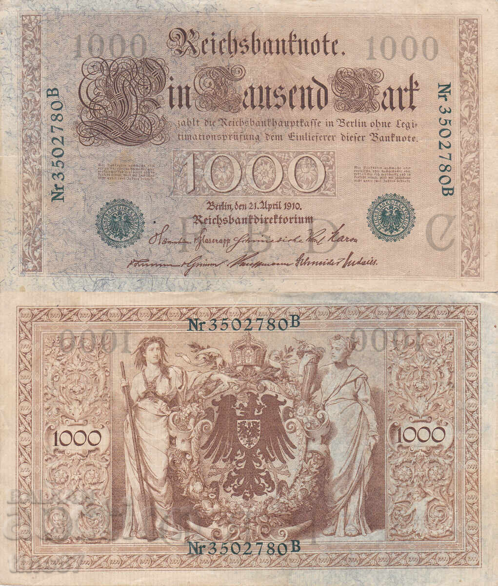 tino37 - GERMANY - 1000 MARKS /GREEN PRINT/ - 1910 - VF