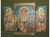 Hand painted Saint Nicholas triptych