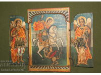 Hand painted Saint George triptych