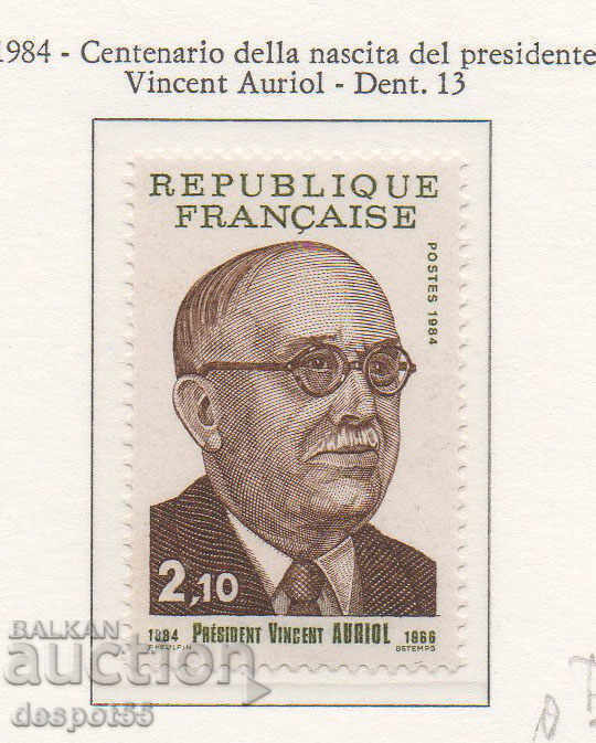 1984. Franţa. 100 de ani de la nașterea lui Vincent Oriol.