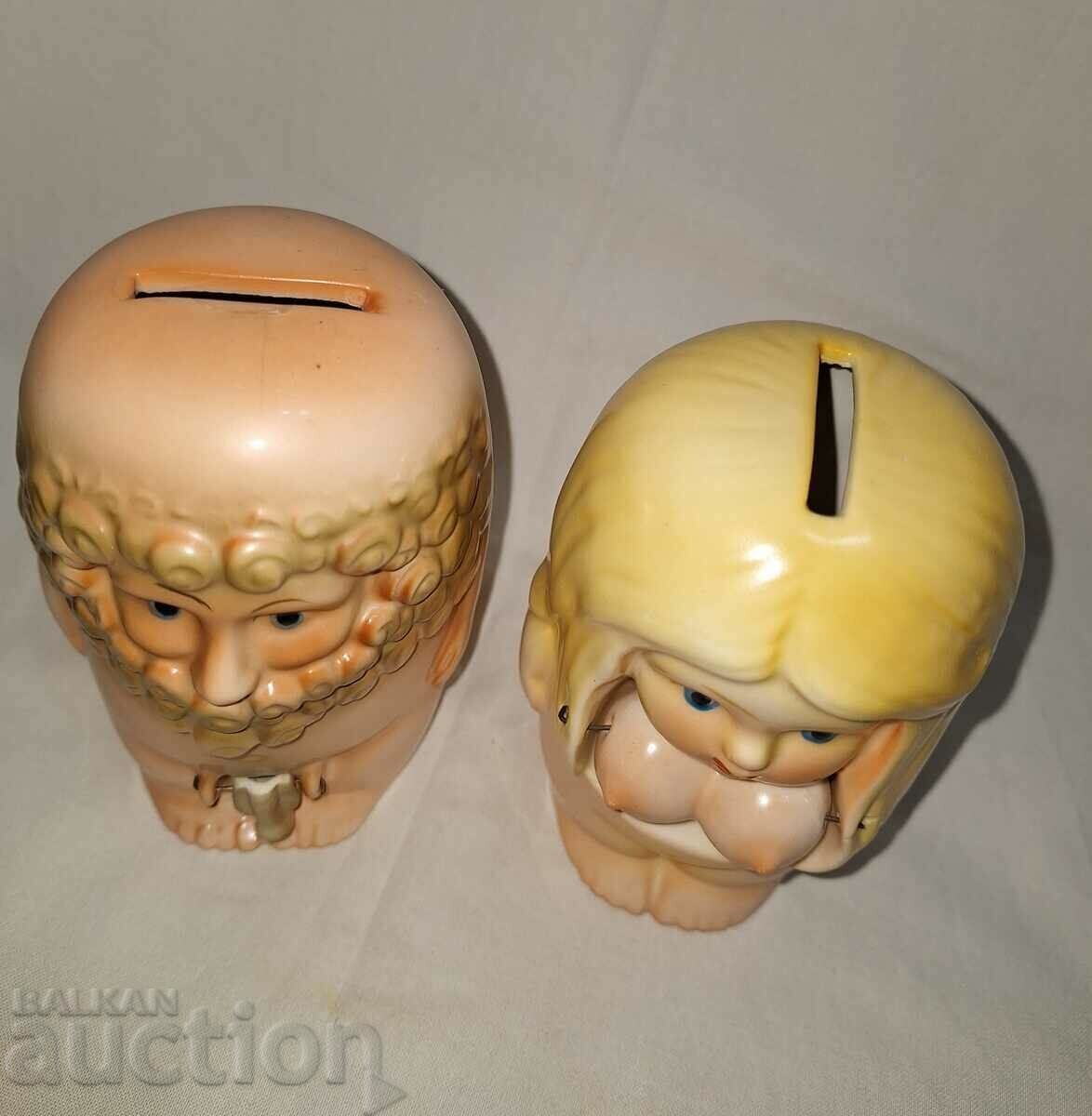 Pereche de pușculițe vechi din porțelan--brevet T.T - 5