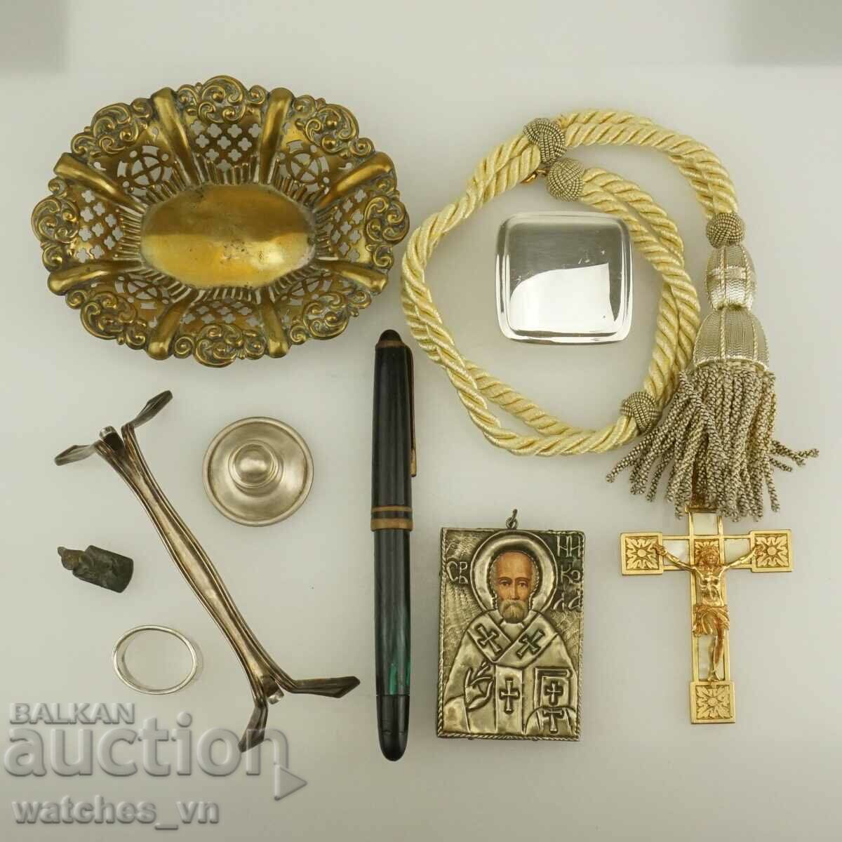 LOT Old Religious objects jewelry Silver Plated LOT