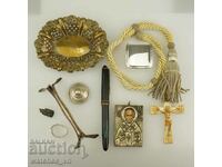 LOT Old Religious objects jewelry Silver Plated LOT