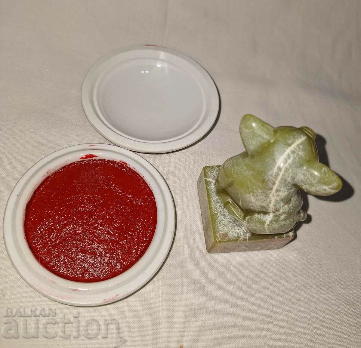 Vintage Chinese jade seal, boxed set - 5 Vintage Chinese jade seal, boxed set - 5