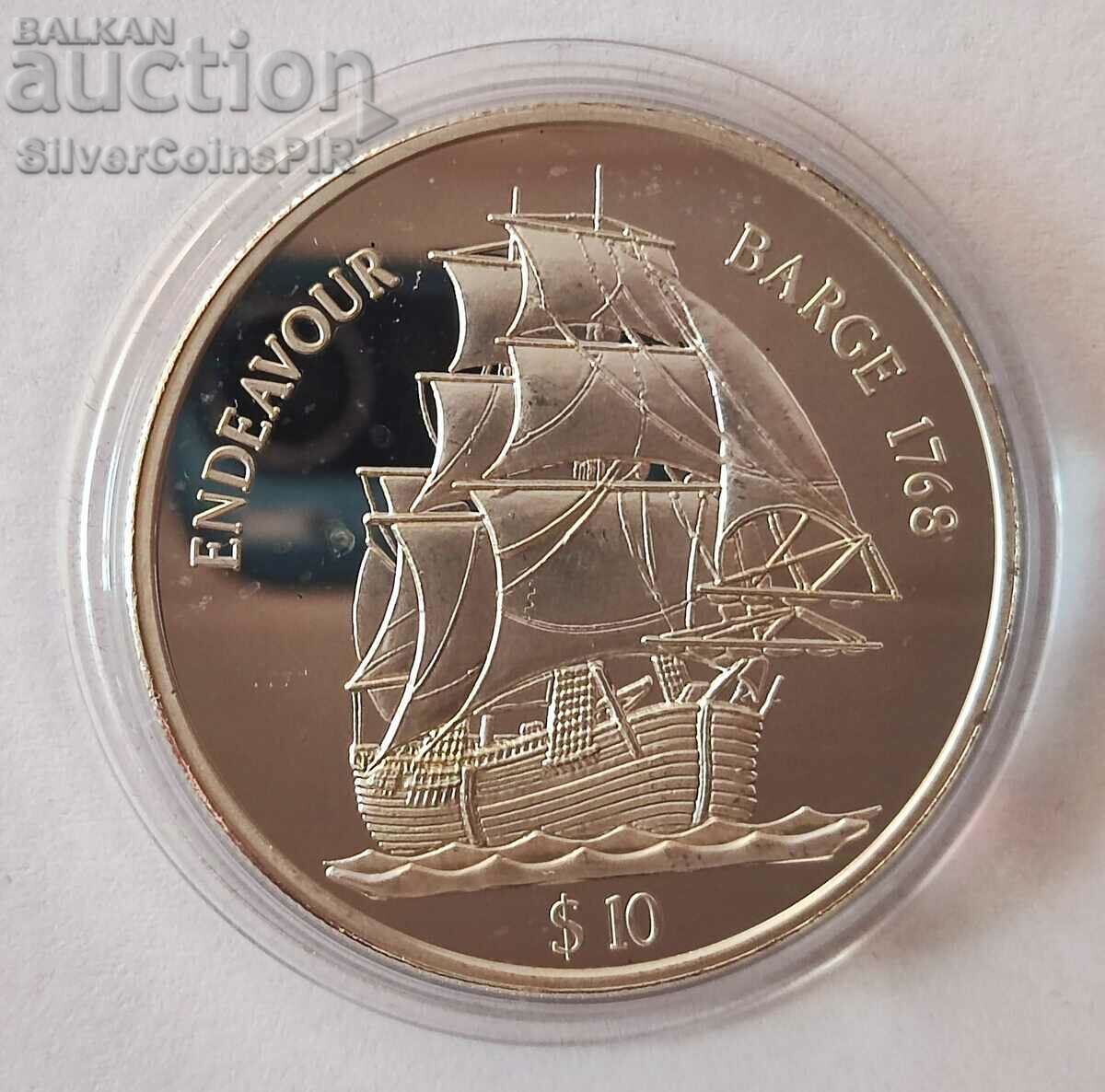 Navă de argint de 10 USD 1998 Fiji