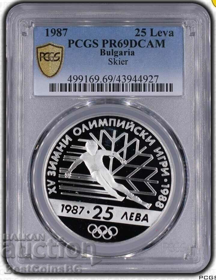 25 ЛЕВА 1987 XV ЗОИ 1988  PSGS PR69DCAM 1 ст. БЗЦ