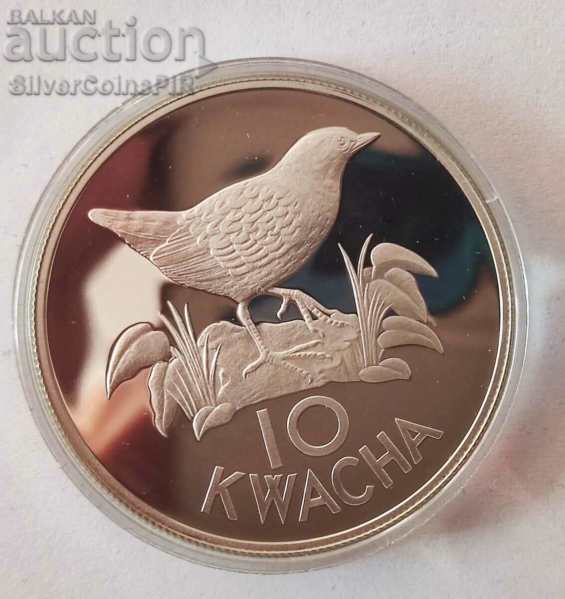 Silver 10 Kwacha Endangered Animals 1986 Zambia