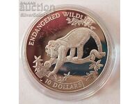 Silver $10 Endangered Animals 1995 Belize