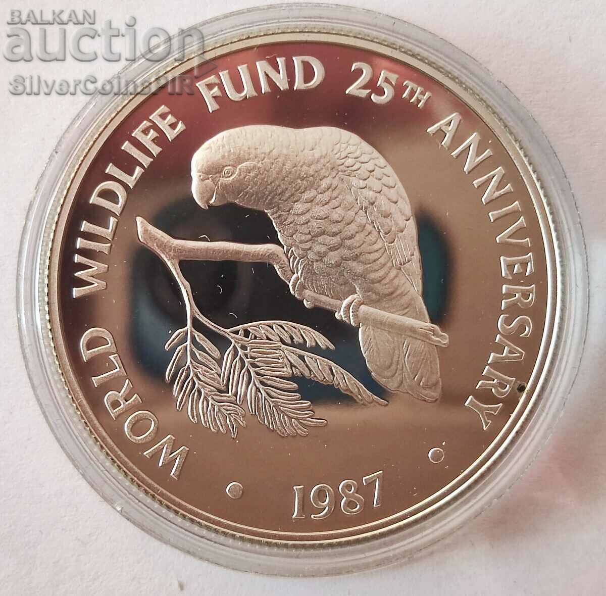 Silver $5 Endangered Animals 1987 Caymans