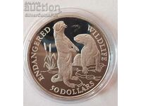 Silver $50 Endangered Animals 1991 Cook Islands