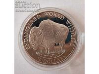 Silver $50 Endangered Animals 1990 Cook Islands