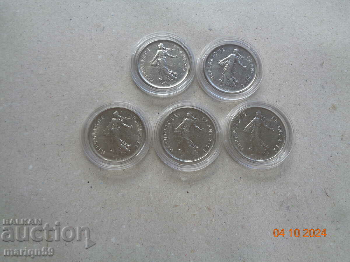 Delivery of lot of coins 5 francs 1970-1974 Delivery of lot of coins 5 francs 1970-1974