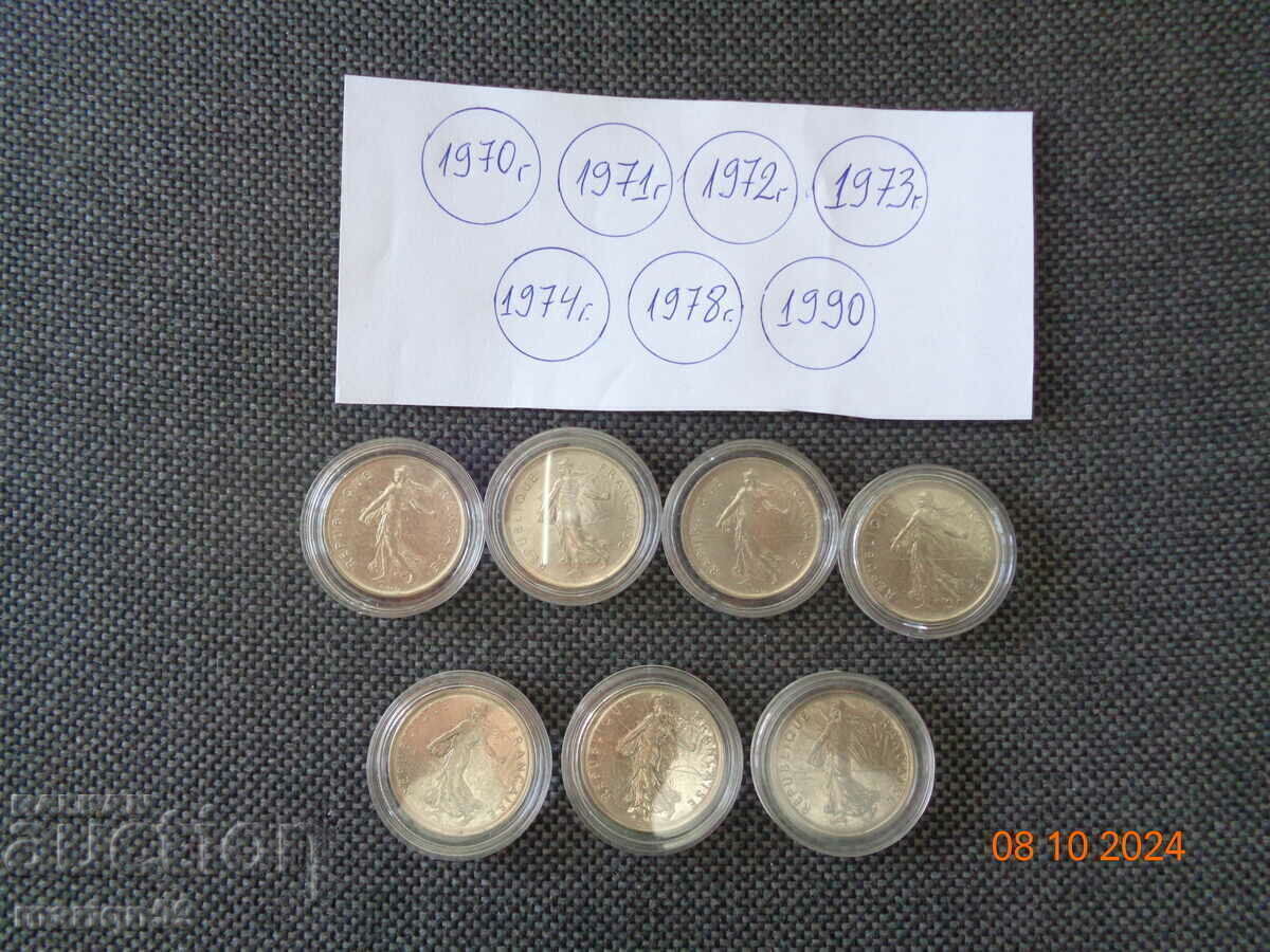 lot of coins 5 francs 1970-1990. with price 10.00 BGN | € 5.11