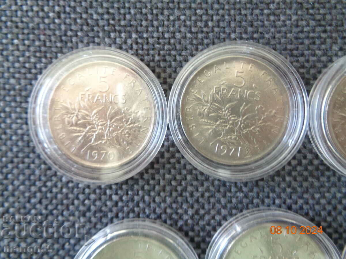 lot of coins 5 francs 1970-1990. - 5