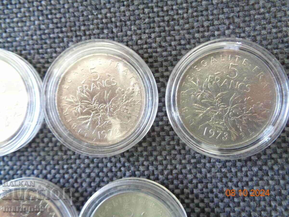 lot of coins 5 francs 1970-1990. - 6