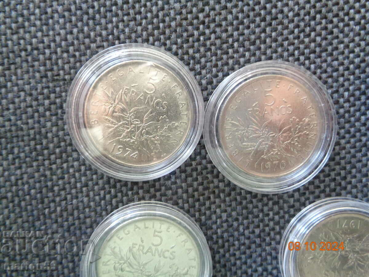 lot of coins 5 francs 1970-1990. - 7