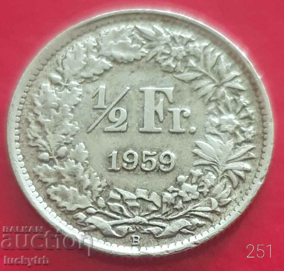 1/2 franc 1959 - Elveția - Argint