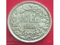 1/2 franc 1959 - Elveția - Argint