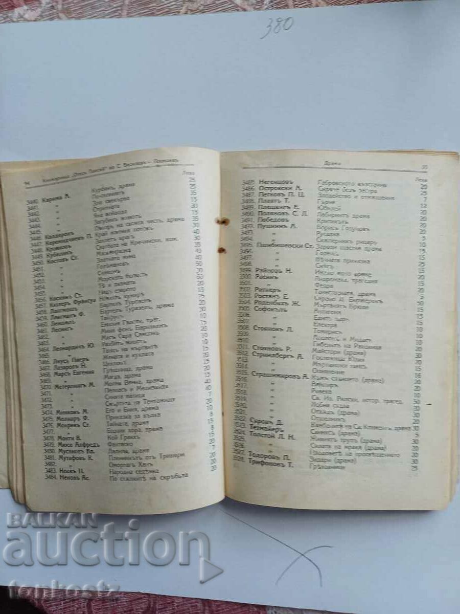 Παράδοση Κατάλογος βιβλίων 1930 31ετ.