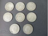 8 silver Bulgarian coins