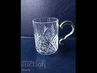 Crystal mug with metal handle