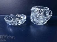 Crystal jug and saucer