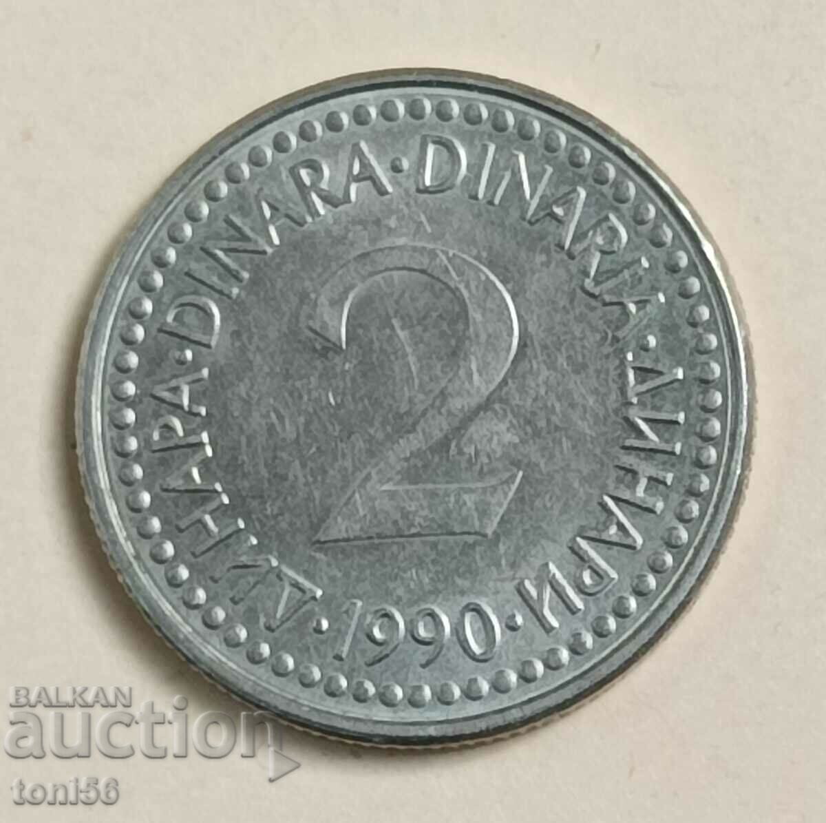 Yugoslavia - 2 Dinars 1990 UNC