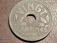 1941 20 de centi Franta Zinc