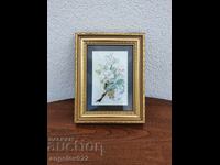 Card in a beautiful wooden frame with glass!