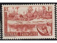 Guyana Franceză-1947-Regular-Barcă lângă sat,MLH