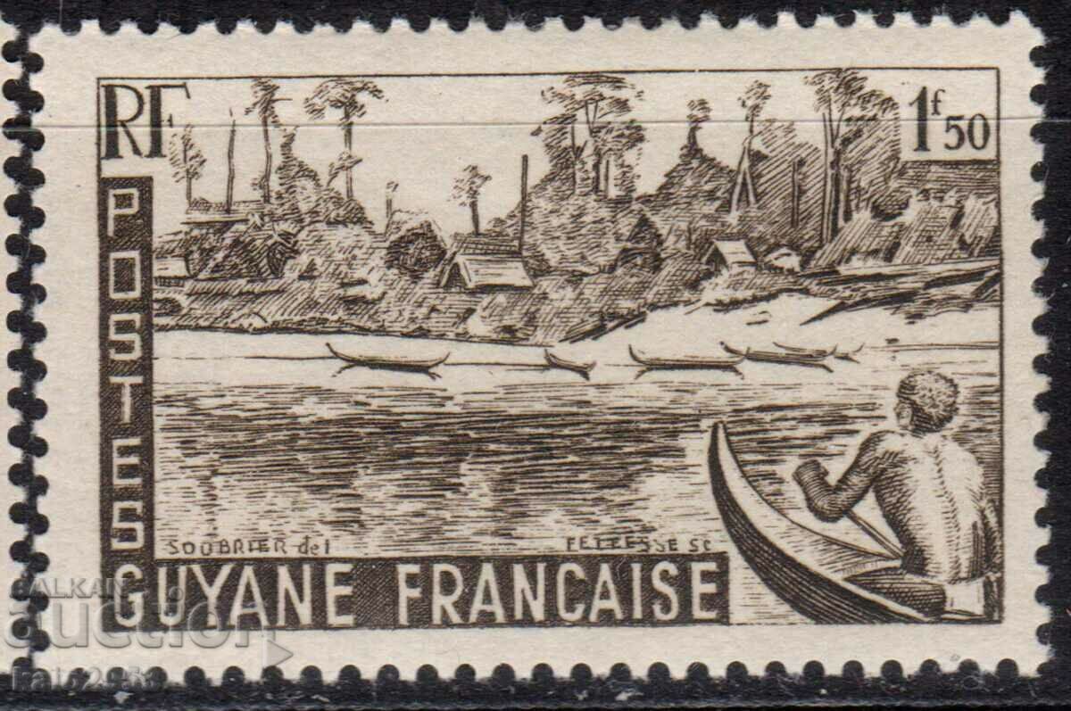 French Guiana-1947-Regular-Boat near the village,MLH