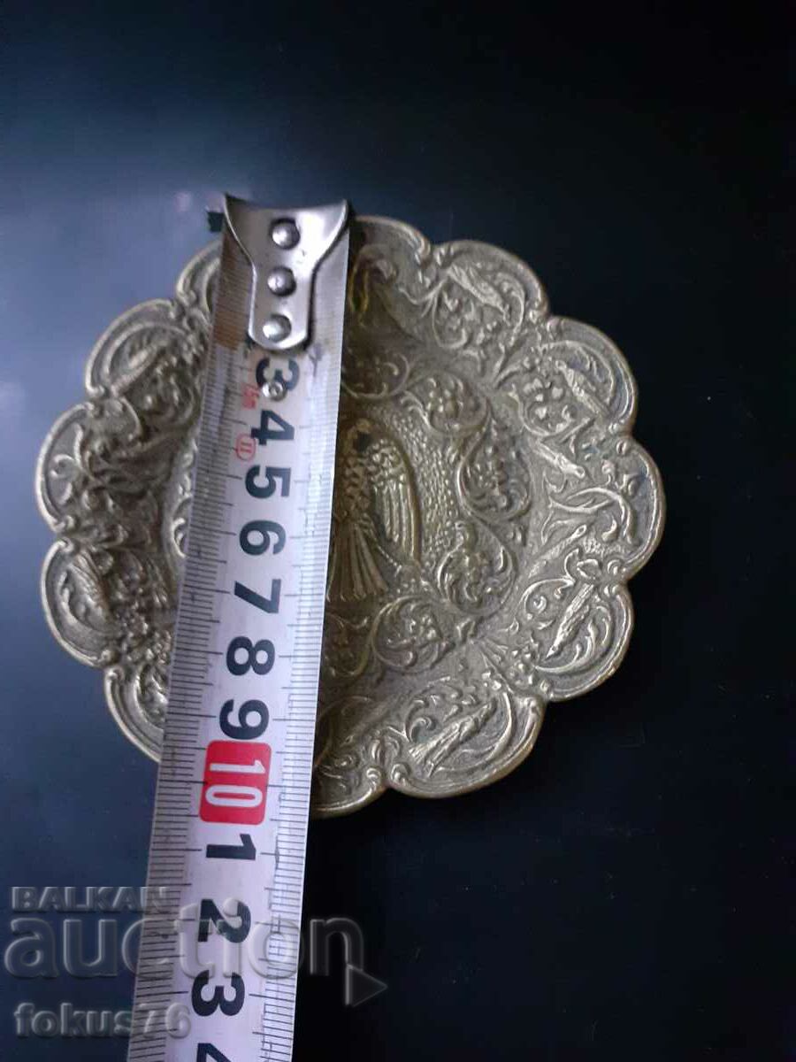 Παράδοση Τεράστιο βαρύ μικρό πιατάκι μπρούτζινο δικέφαλο αετό Παράδοση Τεράστιο βαρύ μικρό πιατάκι μπρούτζινο δικέφαλο αετό