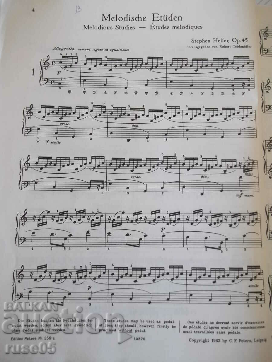 Delivery of Sheet music for piano "HELLER-25 melodische Etüden-Opus 45"-60 pages. Delivery of Sheet music for piano "HELLER-25 melodische Etüden-Opus 45"-60 pages.