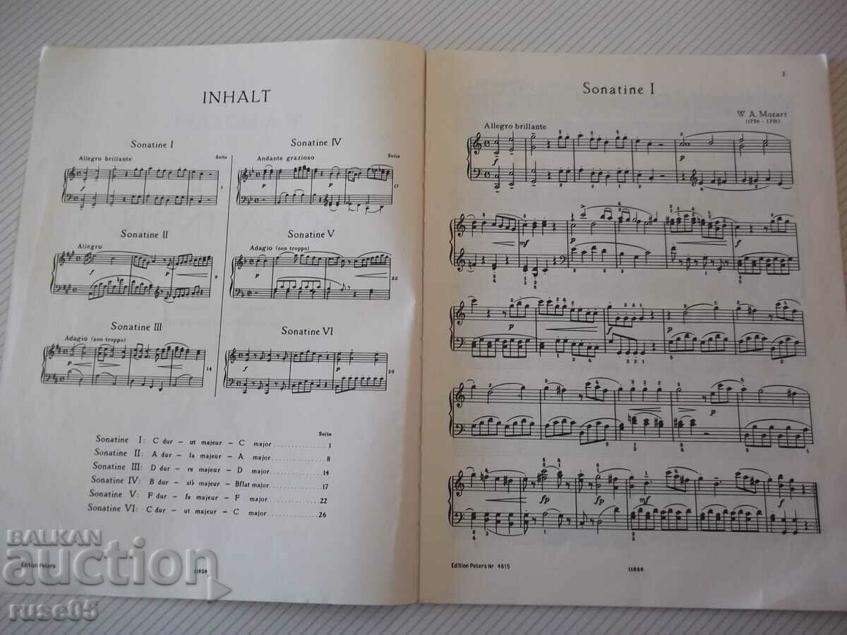 Auction Sheet music for piano "MOZART - SECH SONATINEN - Nr. 4615" - 34 pages. Auction Sheet music for piano "MOZART - SECH SONATINEN - Nr. 4615" - 34 pages.