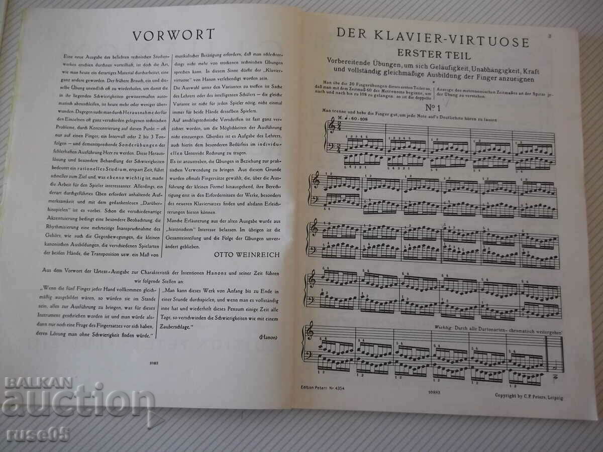 Auction  Piano sheet music "HANON-Der Klavier-Virtuose-Nr. 4615"-34 pages.
