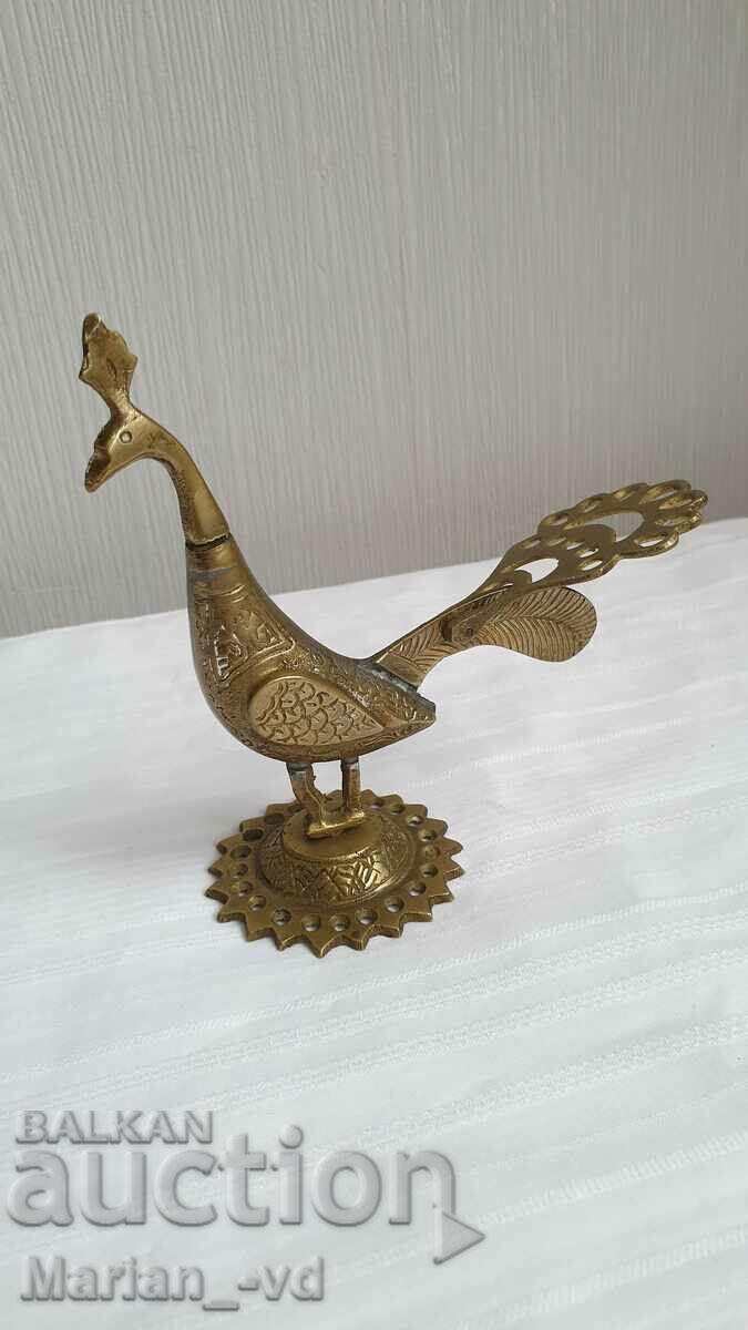 Old peacock figurine, brass eyeliner flask - 5