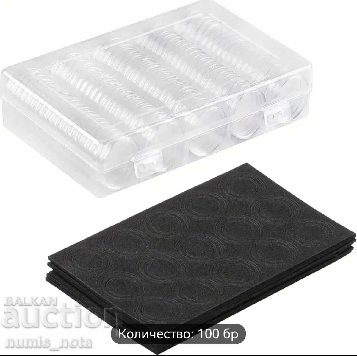 Κουτί με 100 κάψουλες για κέρματα - έως 30 mm με ρυθμιστή - 6