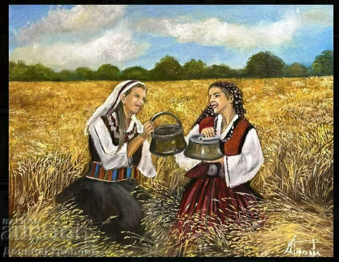 Denitsa Garelova ελαιογραφία 50/40 "Bulgarian reapers"