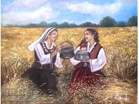 Denitsa Garelova oil painting 50/40 "Bulgarian reapers"