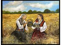 Denitsa Garelova oil painting 50/40 "Bulgarian reapers"