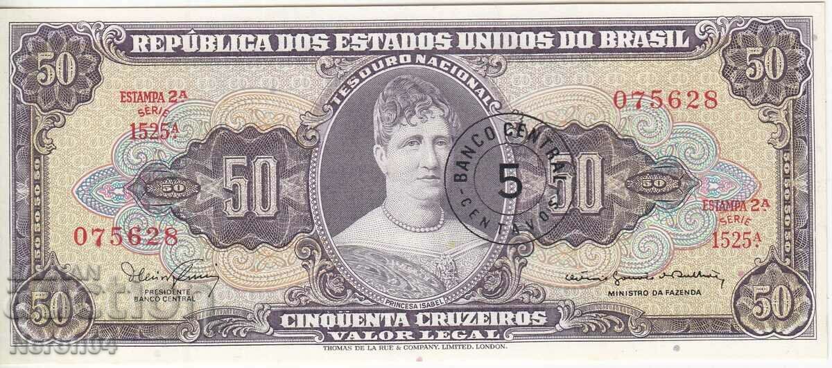 50 cruzeiros 1966 (overprint 5 centavos), Brazilia