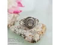 Silver ring with labradorite