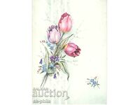 Old card - flowers - Tulips