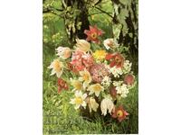 Old card - flowers - Bouquet of garden flowers