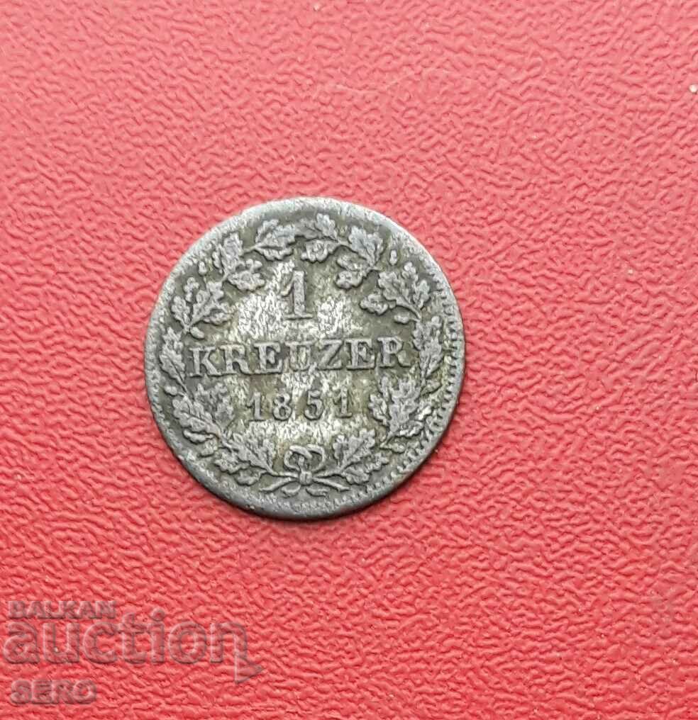 Germany-Bavaria-1 Kreuzer 1851